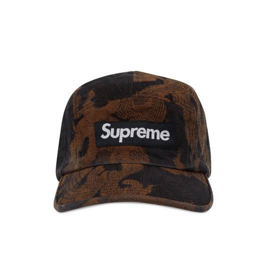 Supreme Flames Jacquard Denim Camp Cap 'Washed Black'