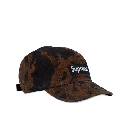 Supreme Flames Jacquard Denim Camp Cap 'Washed Black'