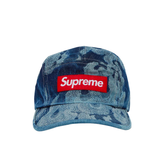 Supreme Flames Jacquard Denim Camp Cap 'Washed Indigo'